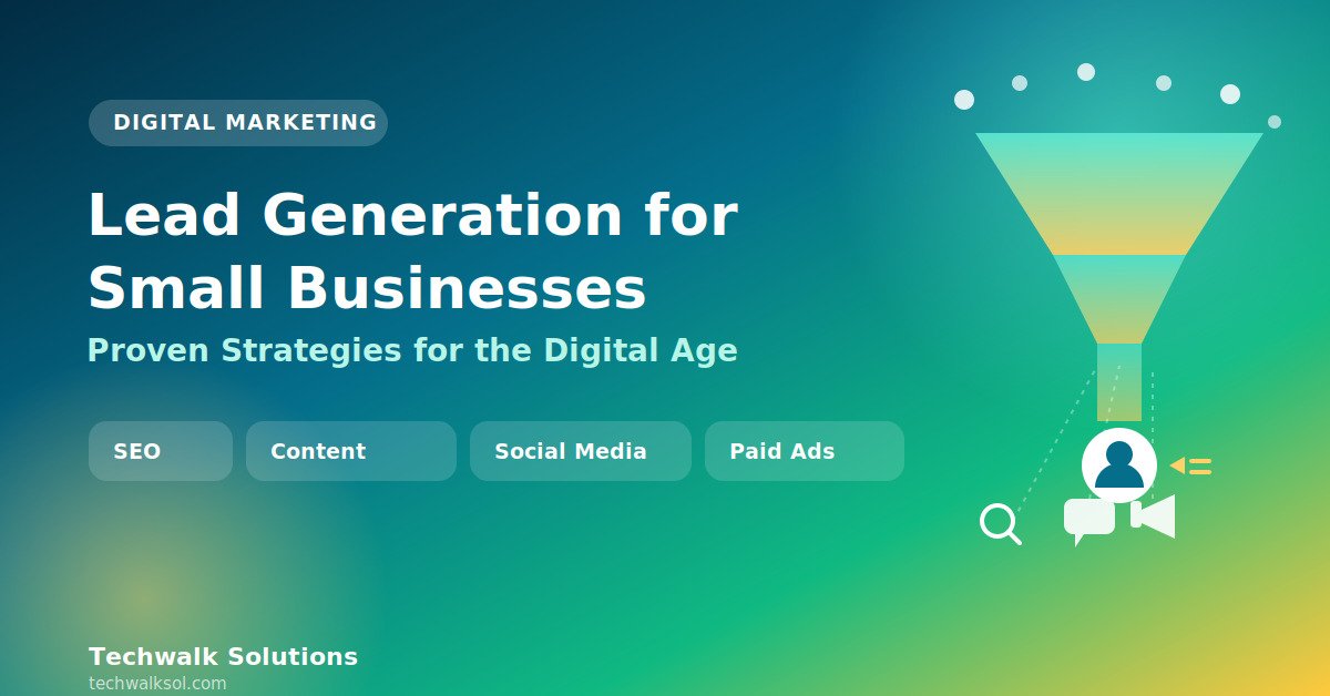 Image is showing a digital marketing funnel turning website visitors into customer leads, representing lead generation strategies for small businesses