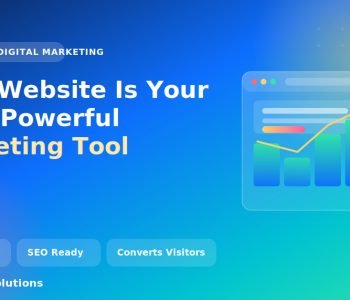 Image is showing a website dashboard with a rising growth chart, representing how a business website works as the most powerful marketing tool in 2026
