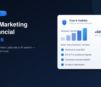 Digital marketing for financial services featured image showing a trust and visibility growth framework