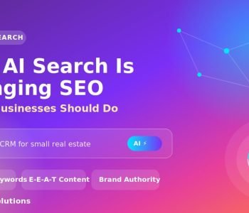 featured image illustrating how AI search is changing SEO, with a search bar and neural network graphic representing AI-powered search and intent-based optimization