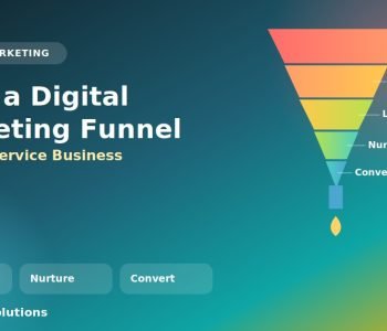 digital marketing funnel diagram showing the stages of awareness, interest, leads, nurture, and conversion for a service business