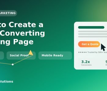 Image showing a high-converting landing page mockup with a call-to-action button, conversion arrow, and trust badges