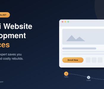 Kajabi website development services — landing page builder and lead conversion funnel illustration