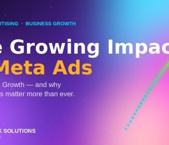 Gradient graphic illustrating the growing impact of Meta Ads on business growth, Techwalk Solutions