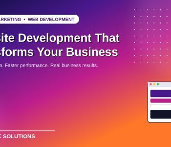 Vibrant banner graphic for Techwalk Solutions blog on website development that transforms business growth