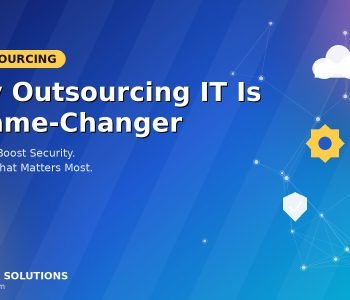 Image showing why outsourcing IT is a game-changer - cloud, security, and cost-saving icons representing IT outsourcing benefits